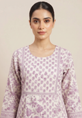 White Wine Booty Cotton Handcrafted Anarkali 3pc suit set