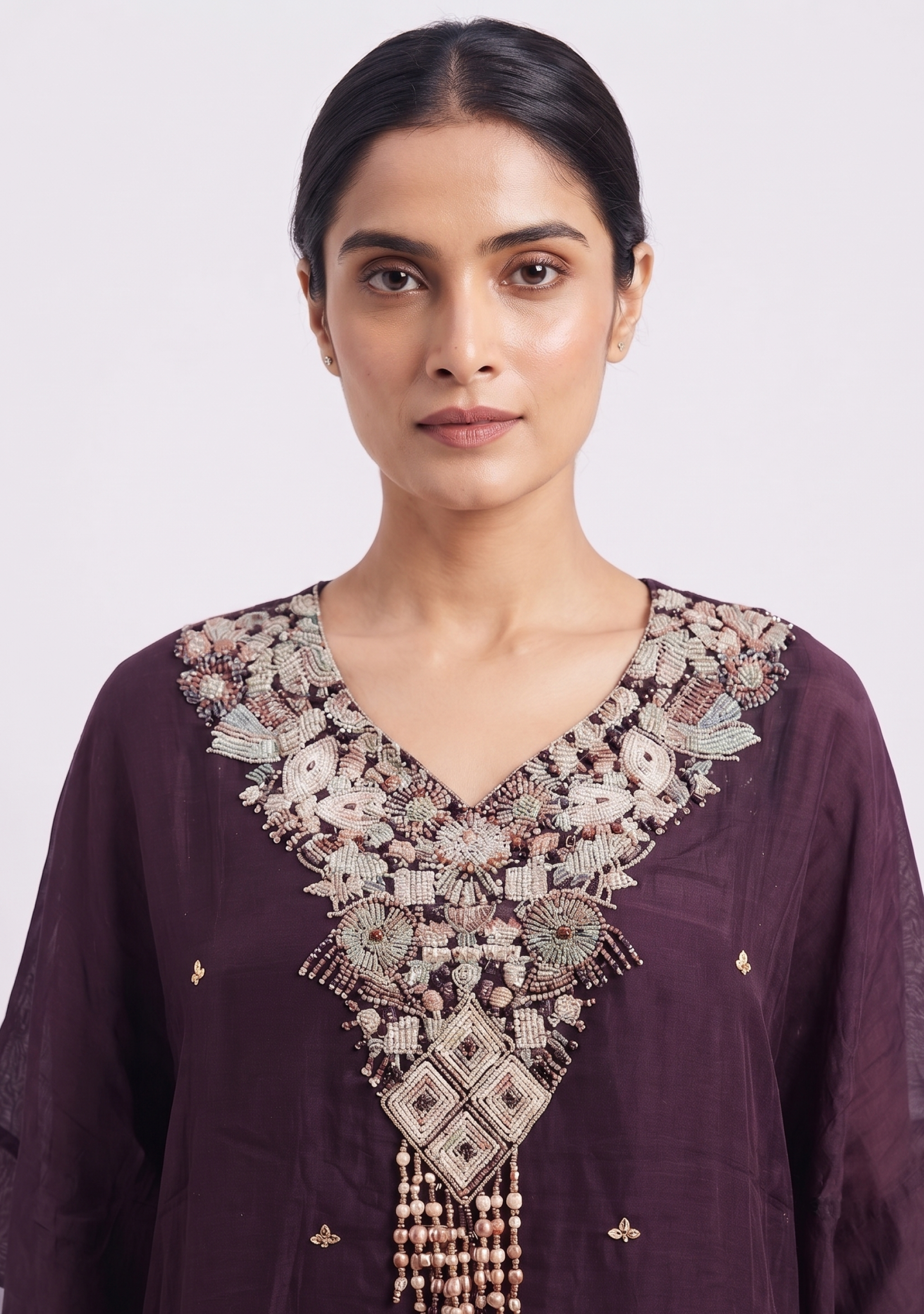Wine Handcrafted Chinon Kaftan Set