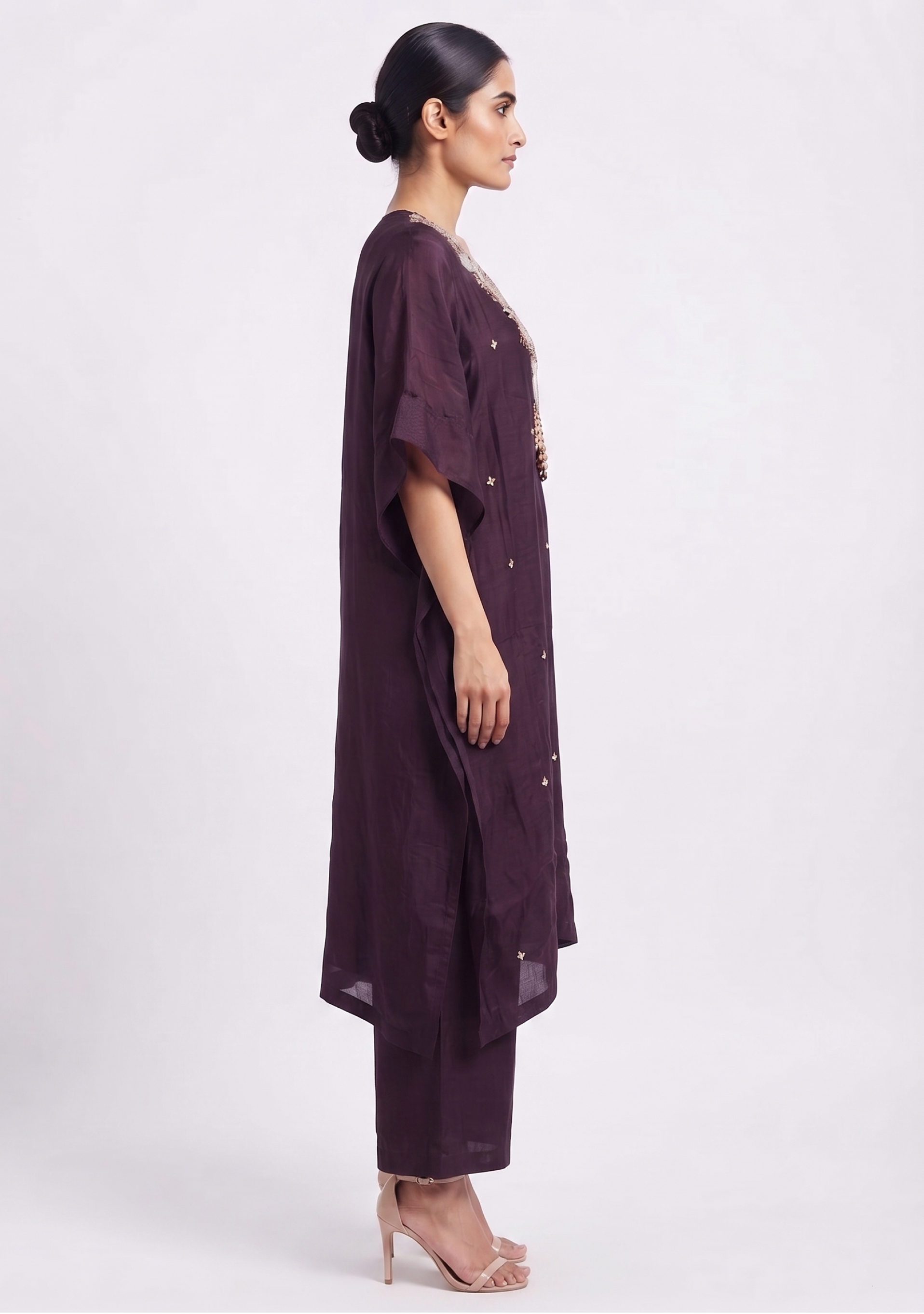Wine Handcrafted Chinon Kaftan Set
