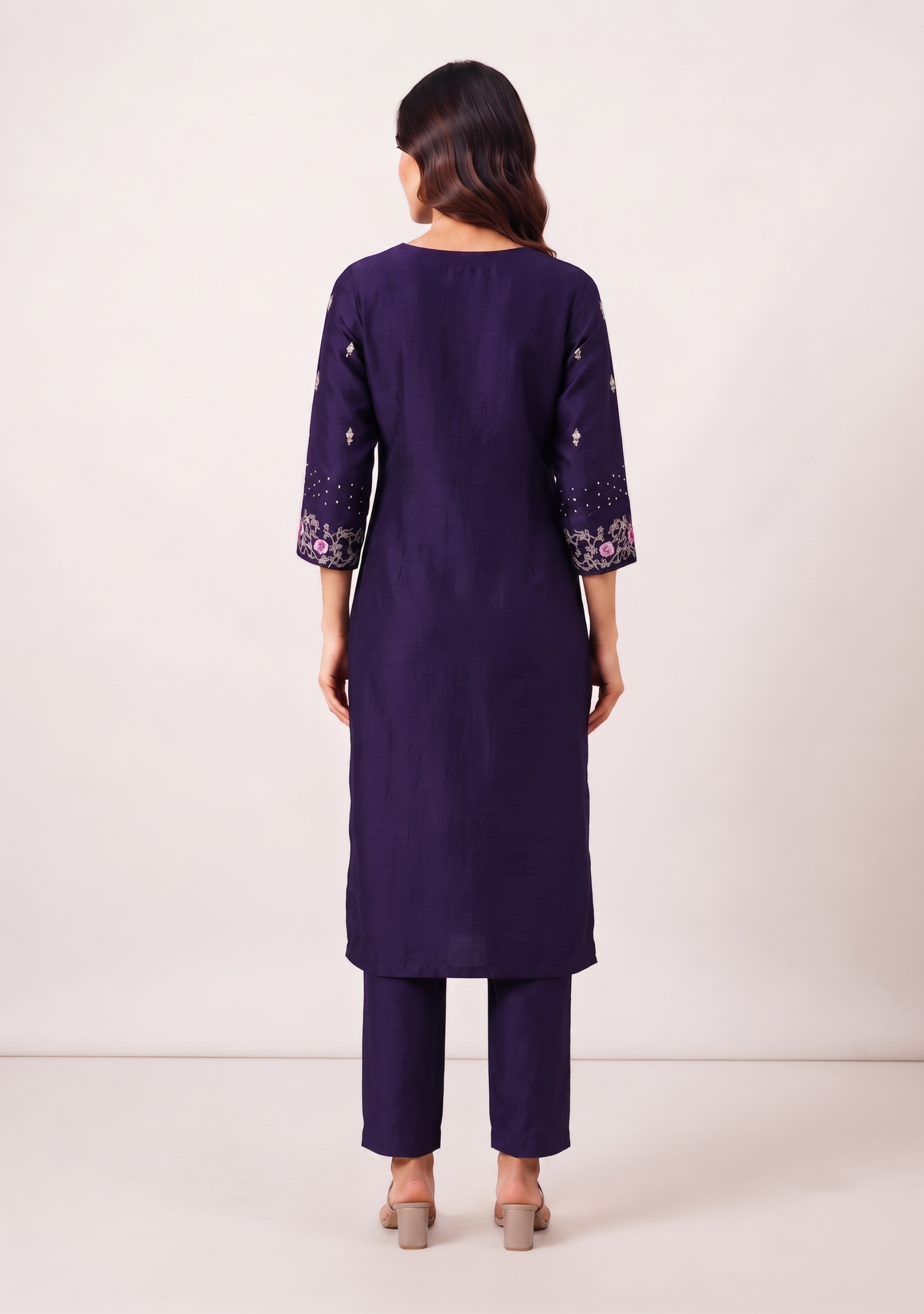 Wine Handcrafted 3pc Silk Suit Set
